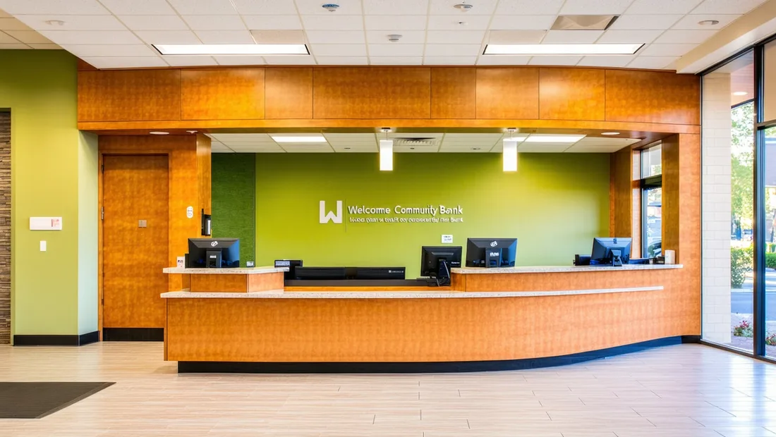 Community bank branch with local customers